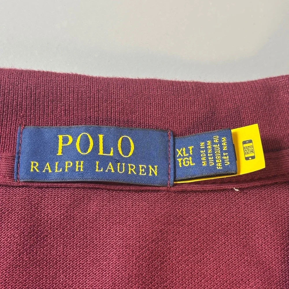 Polo Ralph Lauren Big Pony #3 Polo Shirt Mens XLT Big & Tall Burgundy‎
